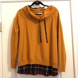 Dark Orange Sweatshirt with Flannel Attachment